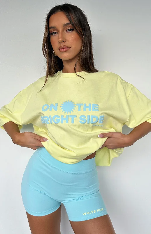 Women's Sheer Panel T-Shirts-Look On The Bright Side Oversized Tee Lemon