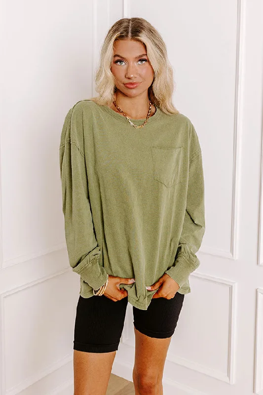 Women's Summer T-Shirts-Girl On The Go Vintage Wash Tee in Sage