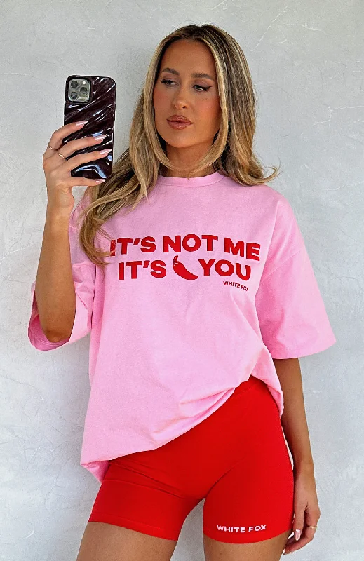 Women's Sequin T-Shirts-It's Not Me It's You Oversized Tee Pink