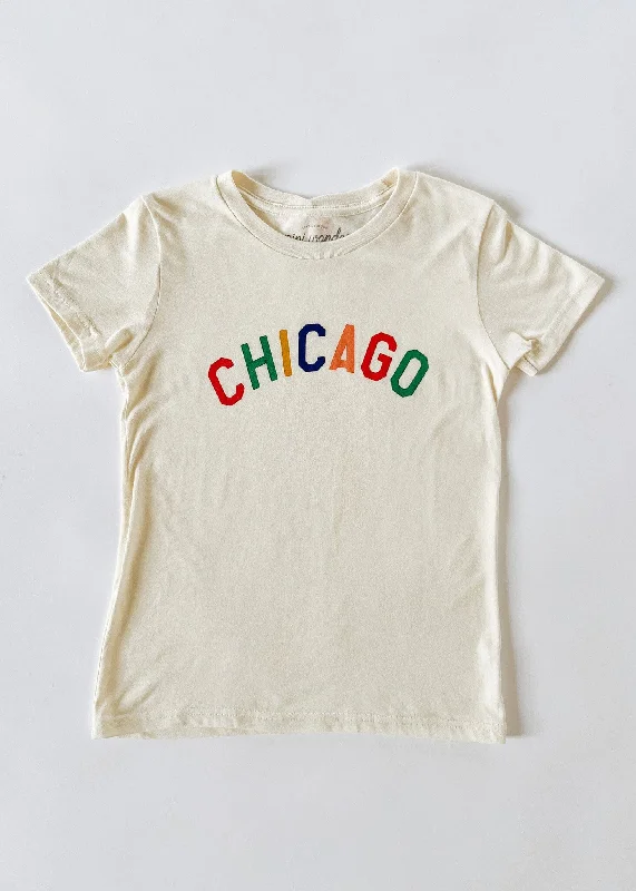 Women's Bold Print T-Shirts-Sweet Home Chicago Youth Tee - Natural