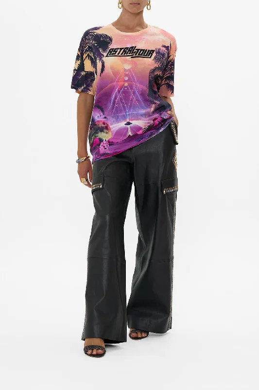 Women's Burnout T-Shirts-OVERSIZED BAND TEE - PURPLE/MULTI LUXORLAND LADY