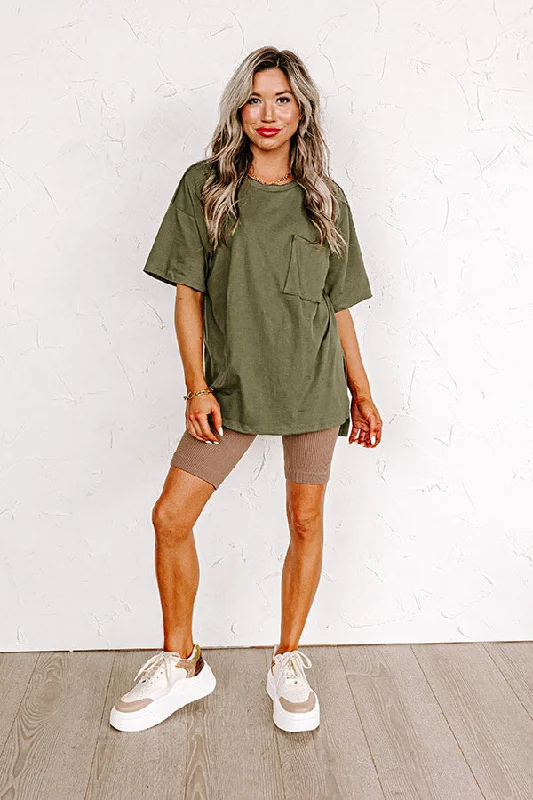 Women's Ruffle Sleeve T-Shirts-Chic And Sincere Shift Tee In Olive