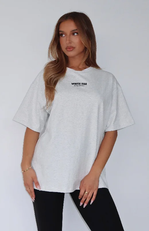 Women's Lace-Up T-Shirts-All I've Got Oversized Tee Grey Marle