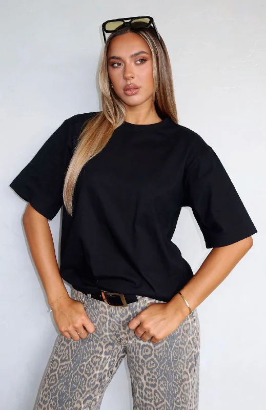 Women's Organic Cotton T-Shirts-Let It Out Oversized Tee Black