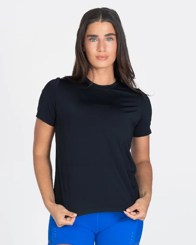 Women's Maxi T-Shirts-Laser Cut Tee - Black