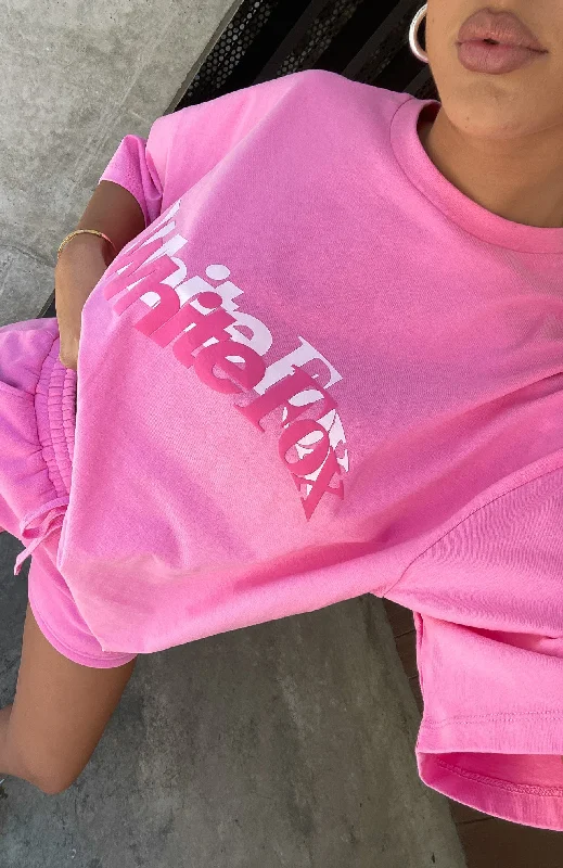 Women's Double Layer T-Shirts-So Wavy Oversized Tee Pink