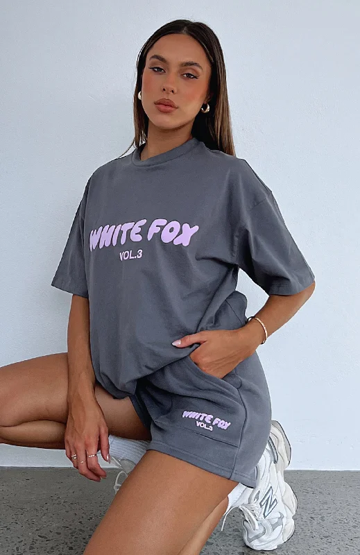 Women's Frill Detail T-Shirts-Offstage Oversized Tee Volcanic