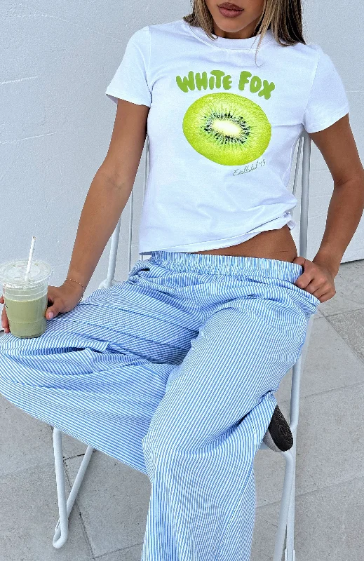 Women's Pocket T-Shirts-Take A Bite Relaxed Baby Tee White