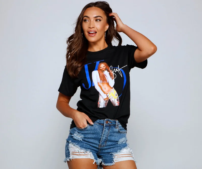 Women's Square Neck T-Shirts-Dance Again JLo Graphic Tee Shirt