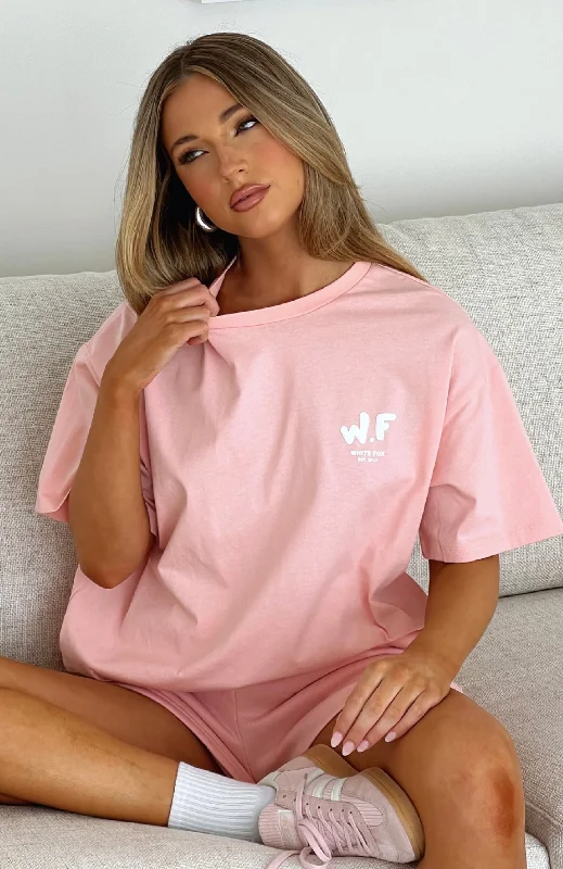 Women's Peplum Hem T-Shirts-The New Standard Oversized Tee Pink