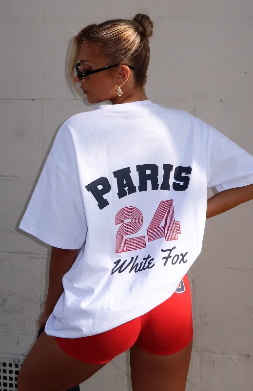 Women's Artistic T-Shirts-Team Paris Oversized Tee White