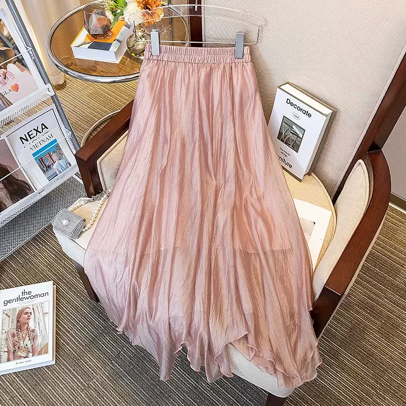 Women's Metallic Ruffle Skirts-Plus Size Wipsy Fairy A-Line Long Skirt