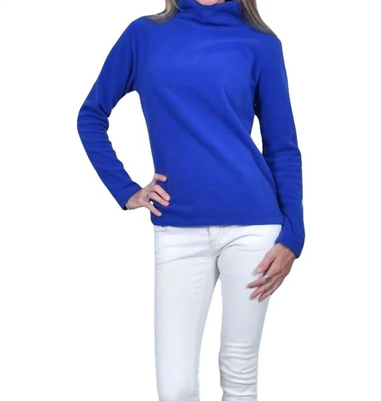 Women's Button-Front Pleated Pullovers-Acadia Fleece Top In Royal