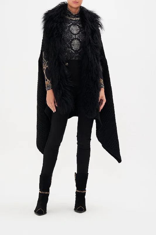 Women's Bohemian Jackets-SHEARLING CAPE BOSS OF THE BRUMBIES