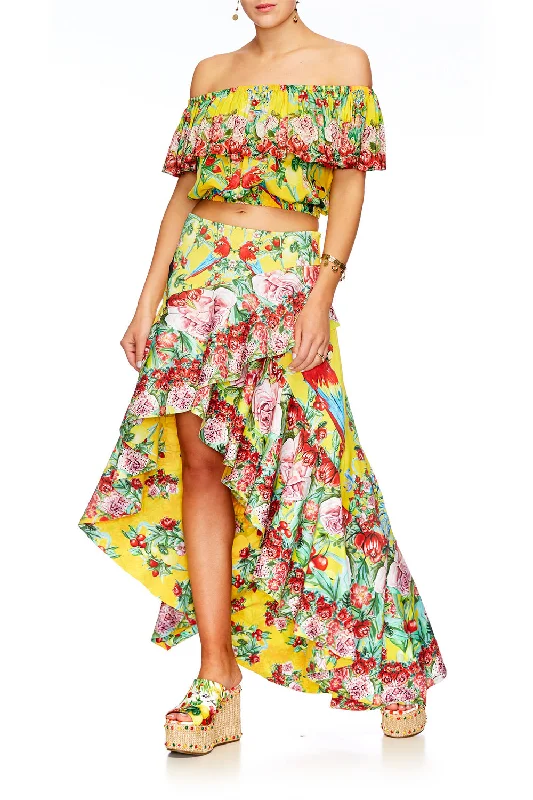 Women's A-Line Skirts-ASYMMETRIC FLOUNCE SKIRT LOVE BIRD