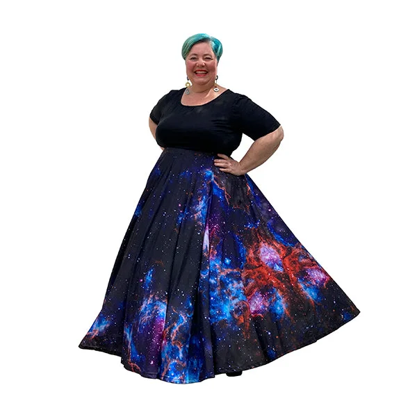 Women's High-Waisted Floral Skirts-Galaxy floor length Plus Size Maxi Skirt