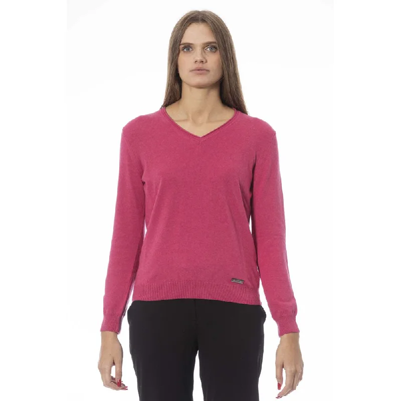 Women's Ribbed Ruffle Pullovers-Baldinini Trend  Polyamide Women's Sweater