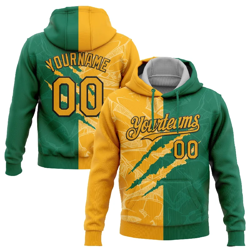 Women's Multi Stripe Hoodies-Custom Stitched Graffiti Pattern Yellow Kelly Green-Black 3D Scratch Sports Pullover Sweatshirt Hoodie