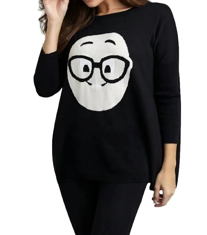 Women's Quick-Dry Pullovers-Geek Chic Emoji Pullover In Black