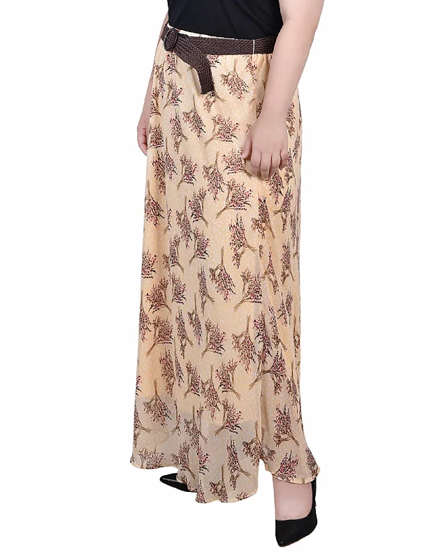 Women's Glitter A-Line Skirts-Plus Size Chiffon Maxi Skirt