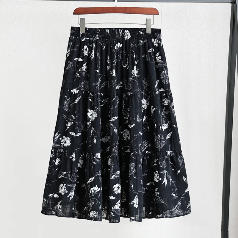 Women's Sequin Floral Skirts-(4XL-10XL) Plus Size Korean Floral Tier Skirt (EXTRA BIG SIZE)