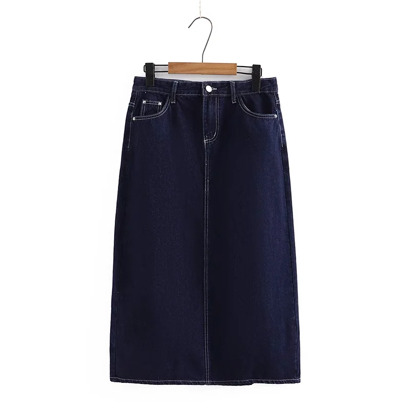 Women's Fleece Pleated Skirts-Plus Size Denim Pencil Skirt