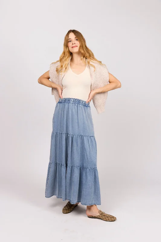 Women's Work Skirts-Nashville Denim Skirt