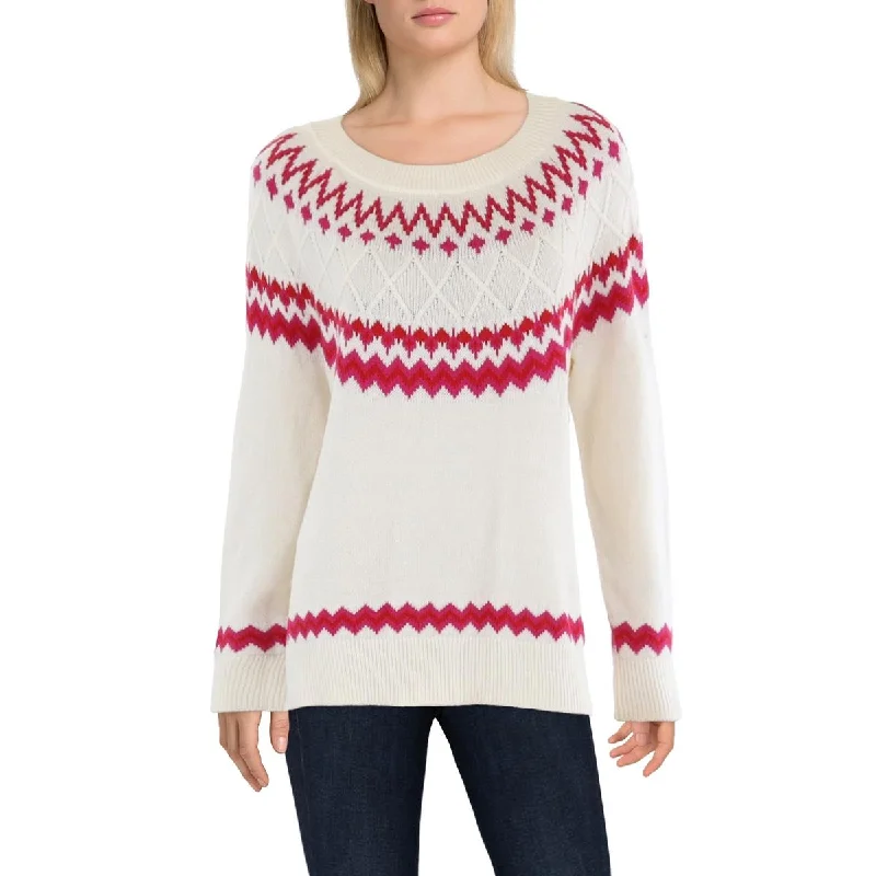 Women's Turtleneck Pullovers-Plus Womens Aztec Print Work Day Wear Pullover Sweater