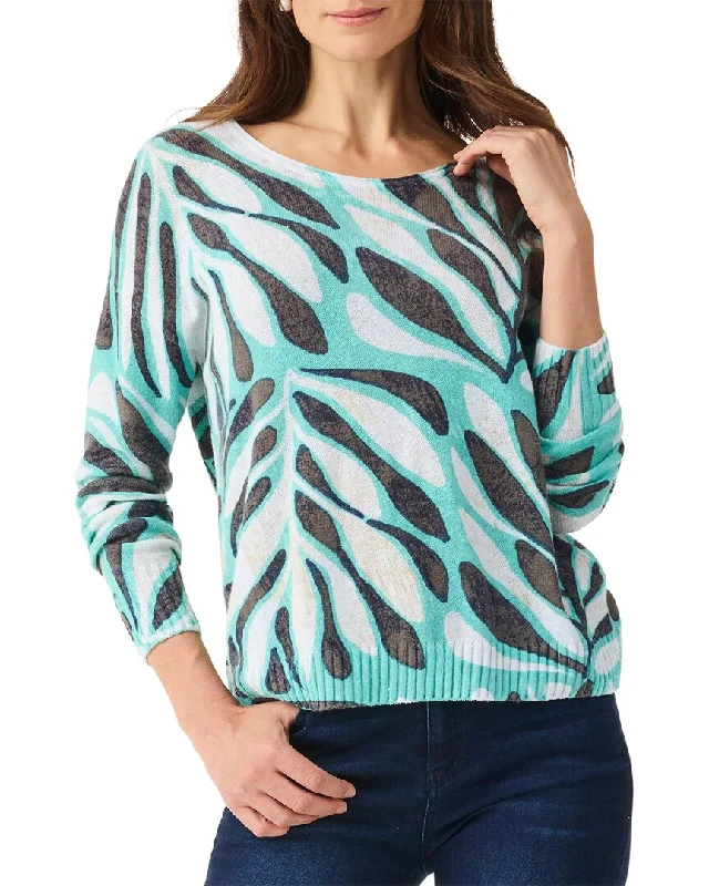 Women's Animal Print Pullovers-NIC+ZOE Flora Grid Supersoft Sweater