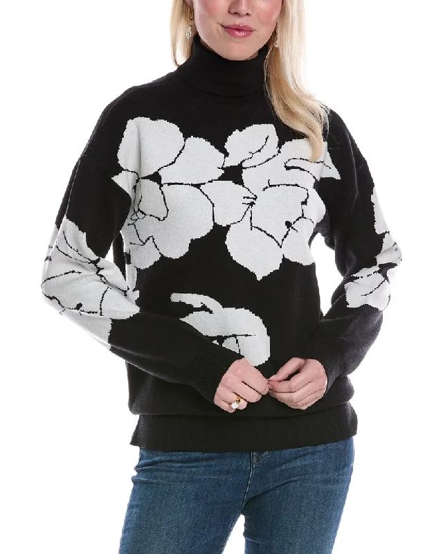 Women's Button-Front Pencil Pullovers-Joseph A. Turtleneck Sweater