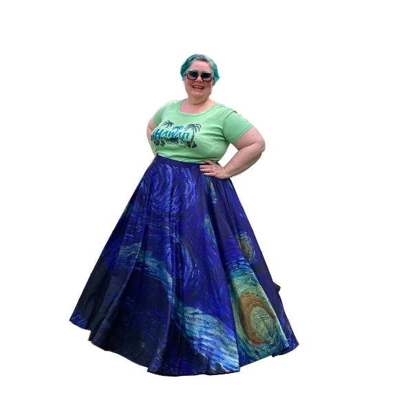 Women's Fringe Floral Skirts-Art Series: Plus Size Floor length Circle Skirts - made to measure