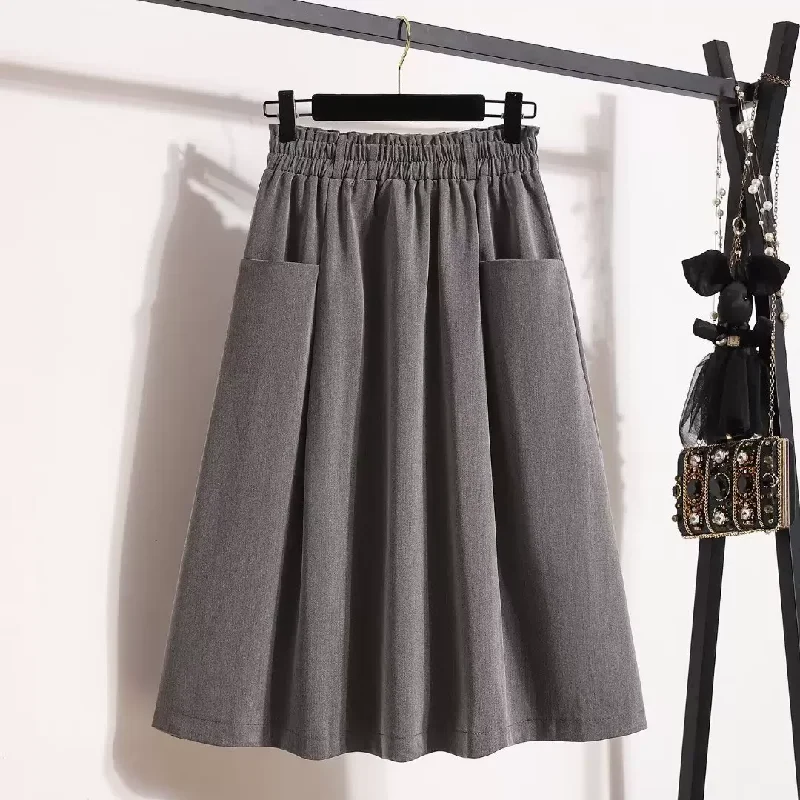 Women's Metallic Denim Skirts-Plus Size A-Line Umbrella Skirt