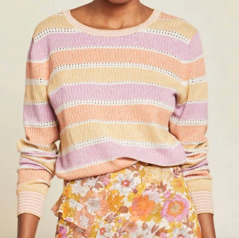 Women's High-Waisted Pleated Pullovers-Raimi Color-Blocked Pullover Sweater In Pastel Multi