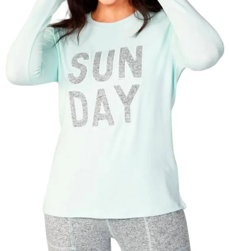 Women's Slit Denim Pullovers-Long Sleeve Sunday Crew In Mist