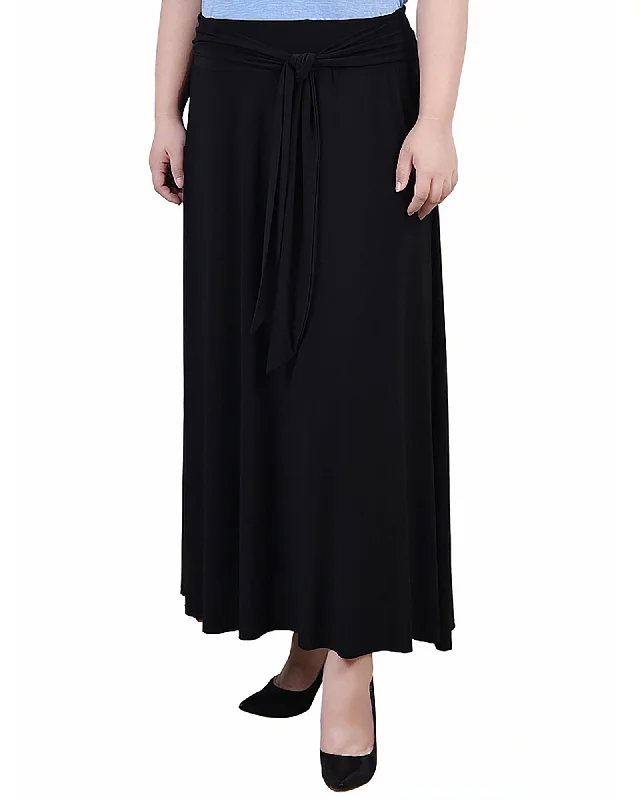 Women's Elegant Skirts-Plus Size Maxi Skirt With Sash Waist Tie