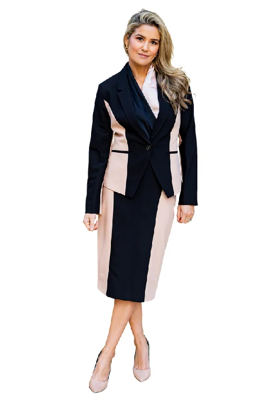 Women's Fringe Pencil Skirts-Contrast Skirt Suit