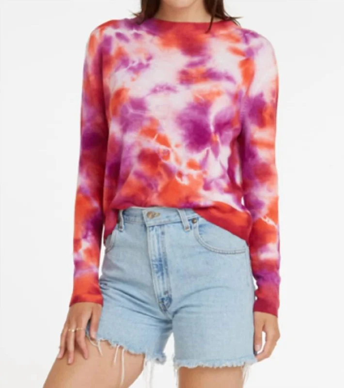 Women's Textured Pencil Pullovers-Tie Dye Crewneck Pullover In Multi