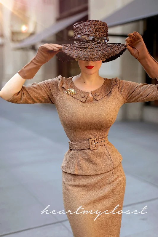 Women's Metallic Pencil Skirts-Scarlet suit - vintage 1950s suit with pencil skirt