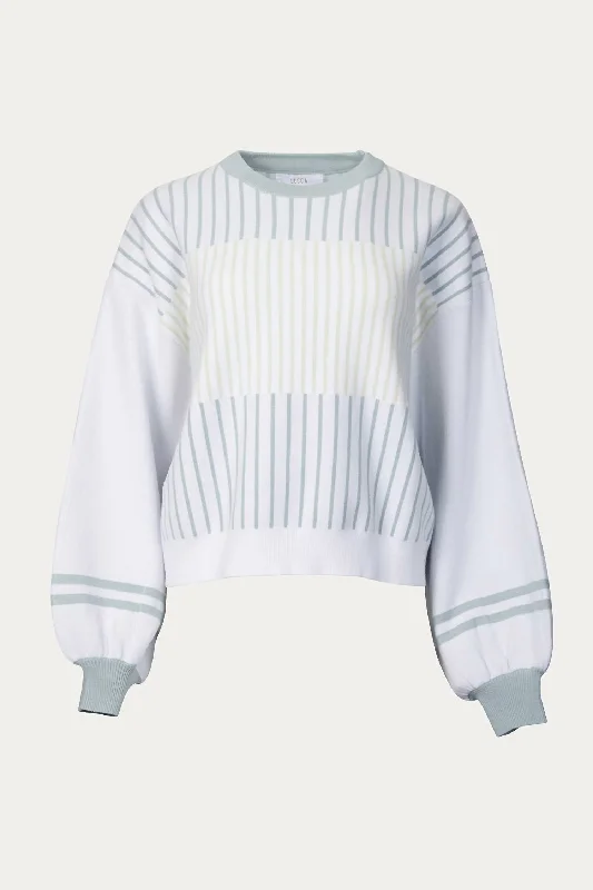 Women's Lace Ruffle Pullovers-Hygea Slouchy Striped Sweater In Age