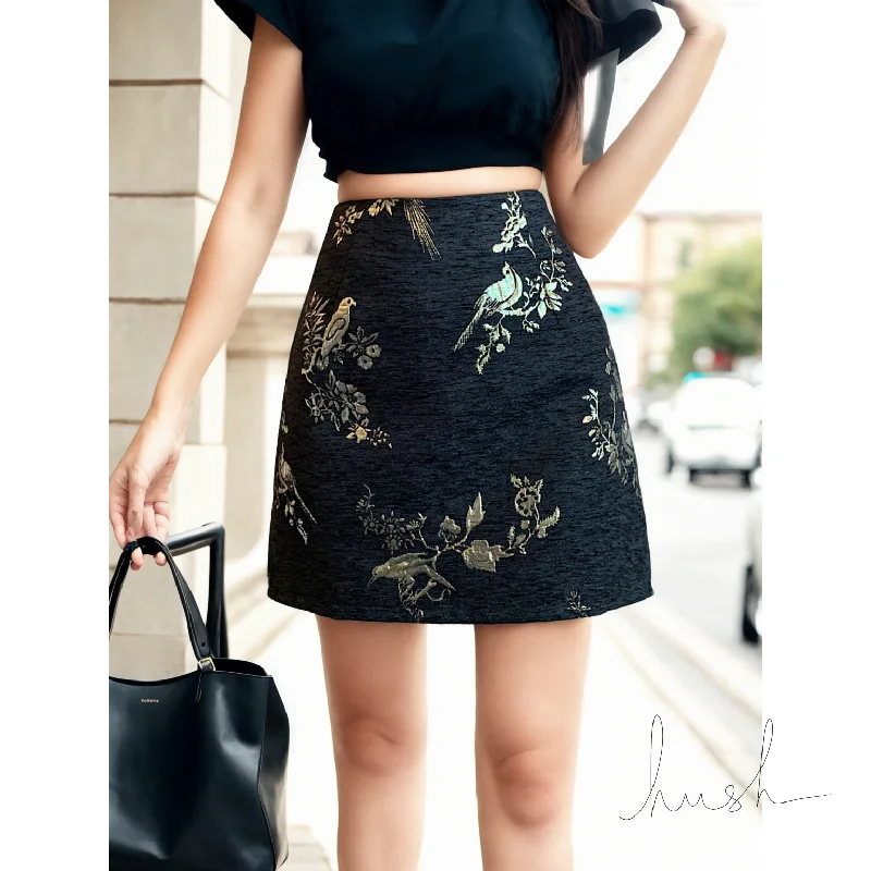 Women's Slit Pencil Skirts-Plus Size Oriental Mini Skirt