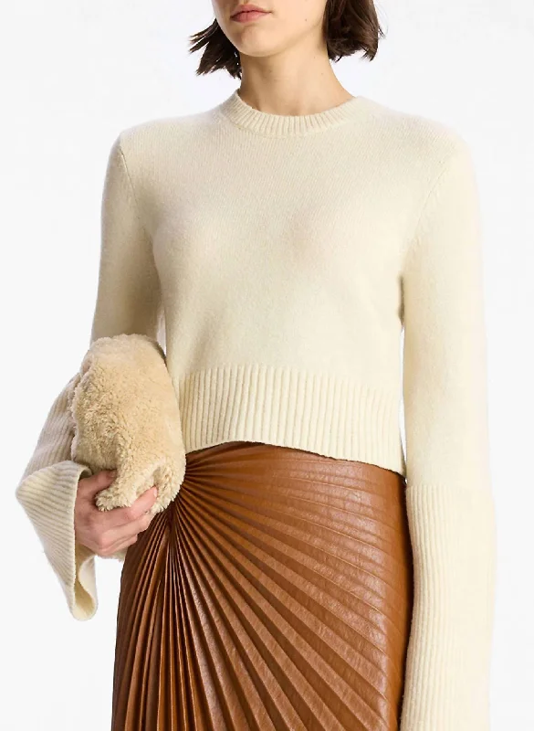 Women's Silk Pencil Pullovers-Clover Sweater In Cream