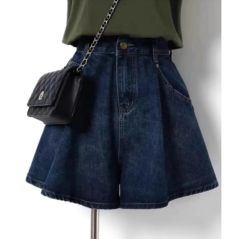 Women's Denim Skirts-Plus Size Denim Skorts Skirt Shorts