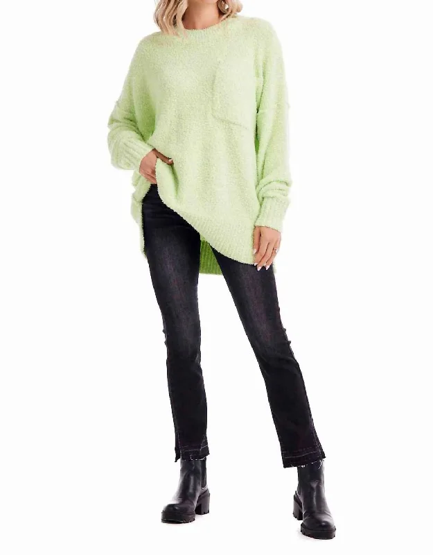 Women's High-Waisted Ruffle Pullovers-Rome Chenille Sweater In Lime