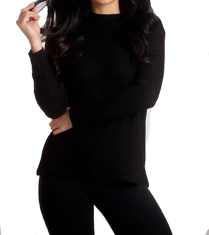 Women's Zip-Up A-Line Pullovers-Supersoft Mock Neck Pullover In Black