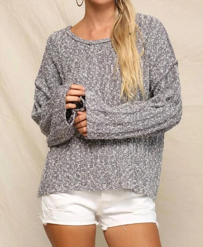 Women's Shimmer Denim Pullovers-Addison Oversized Sweater In Grey