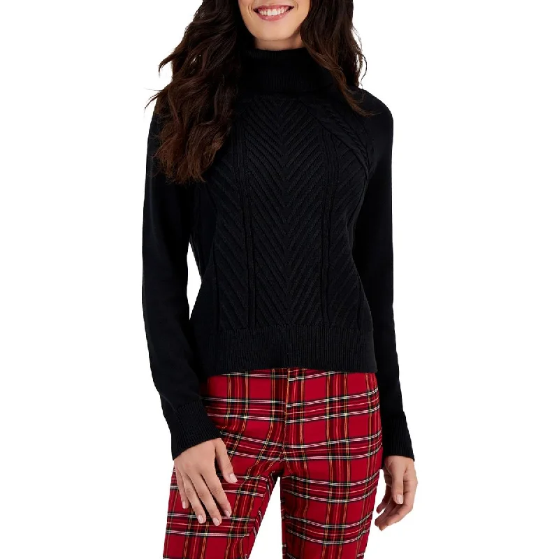 Women's Travel Pullovers-Womens Cable Knit Cozy Turtleneck Sweater