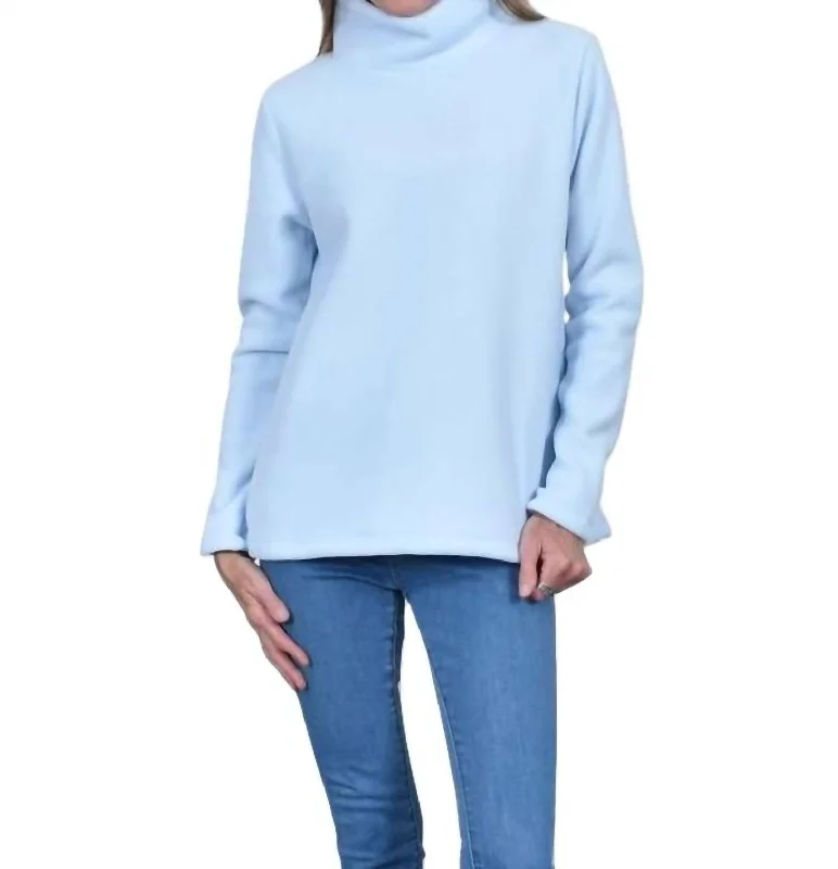 Women's Button-Front Pencil Pullovers-Acadia Fleece Top In Light Blue