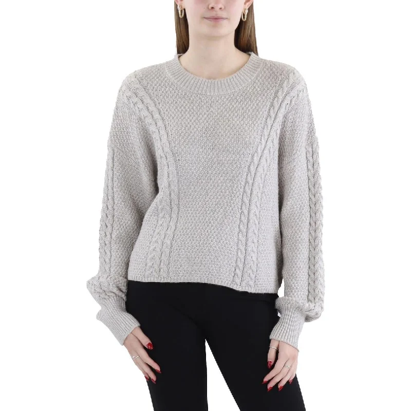 Women's Tulle A-Line Pullovers-Womens Cable Knit Shirt Crewneck Sweater