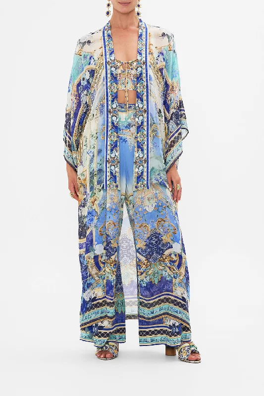 Women's Art Print Jackets-KIMONO LAYER WITH COLLAR VIEWS OF VESUVIUS