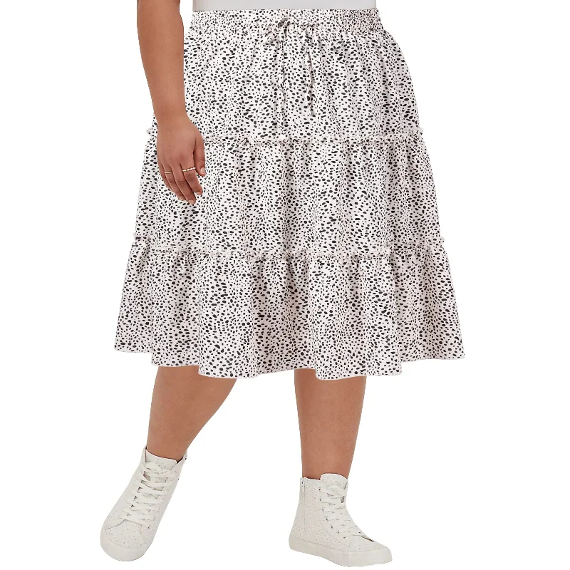 Women's Glitter Pencil Skirts-Women's Plus Size Summer High Waistd Midi-Skirts-Black and White